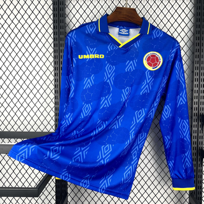 1994 Colombia Retro Long Sleeve Away Soccer Jersey Shirt